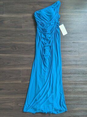 Adrianna Papell Blue Formal Maxi Dress Gown 6 Wedding Guest Cocktail Black Tie